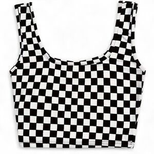 Checkered Black and White Women's Crop Top